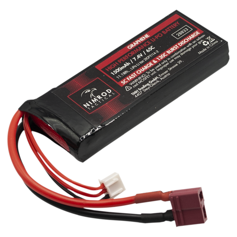 NIMROD TACTICAL - Batterie LiPo 7,4v 1500mAh, 65C Graphene, Dean, ANPEQ