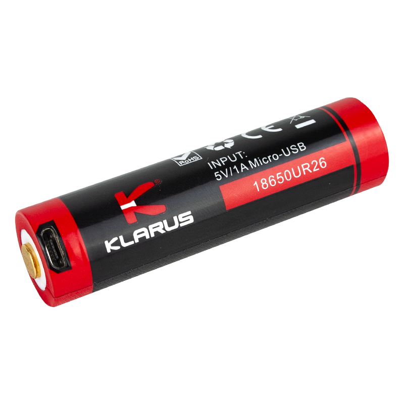 KLARUS - Batterie Rechargeable Micro USB 3,7v 2600mAh pour Lampes Tactiques