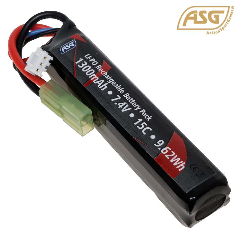 ASG - Batterie LiPo 7,4v 1300mAh 15C, Tamiya pour Airsoft, 19013