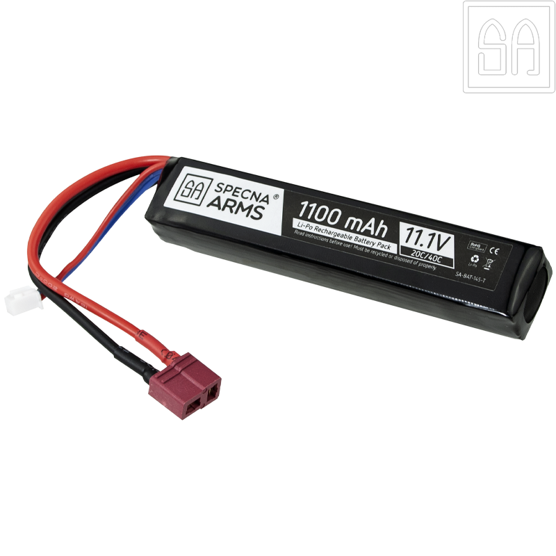 SPECNA ARMS - LiPo 11,1v 1100mAh 20/40C, 1 Stick, Dean, Airsoft