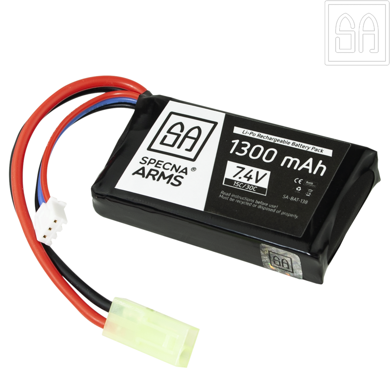 SPECNA ARMS - Batterie LiPo 7,4v 1300 mAh 15/30C C, 1 Stick, Tamiya