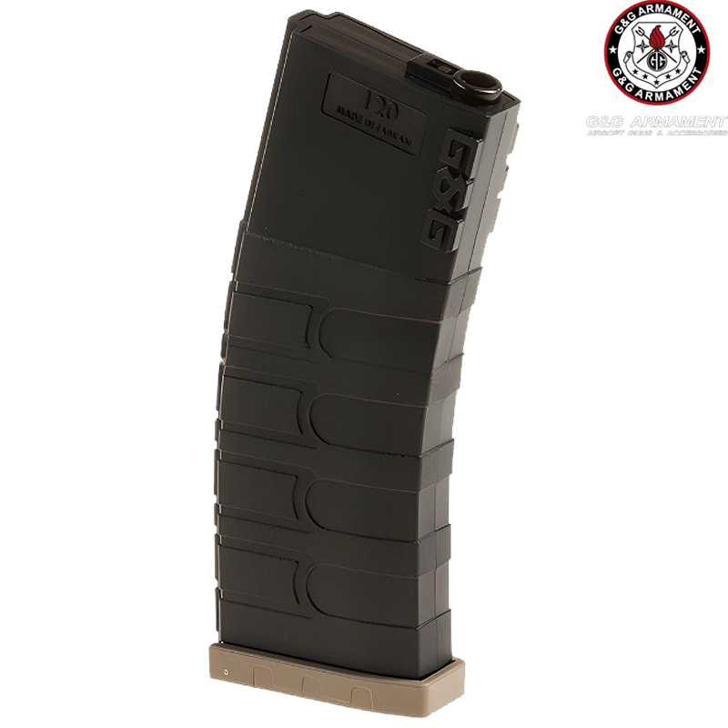 G&G ARMAMENT - Pack de 5 Chargeurs Mid-Cap 120 Billes DUAL TONE Noir/Tan pour CM16, GR16