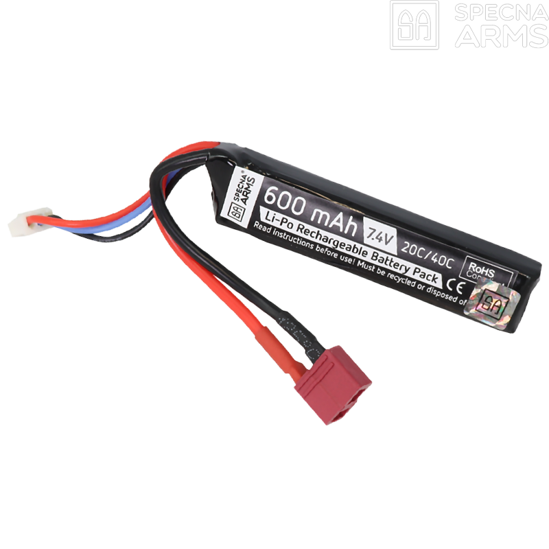 SPECNA ARMS - Li-Po 7,4v 600mAh 20/40C C, 1 Stick, Dean, PDW