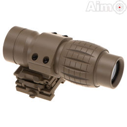 AIM-O - Magnifier FXD avec Zoom x4 FTS (Flip To Slide), Dark Earth