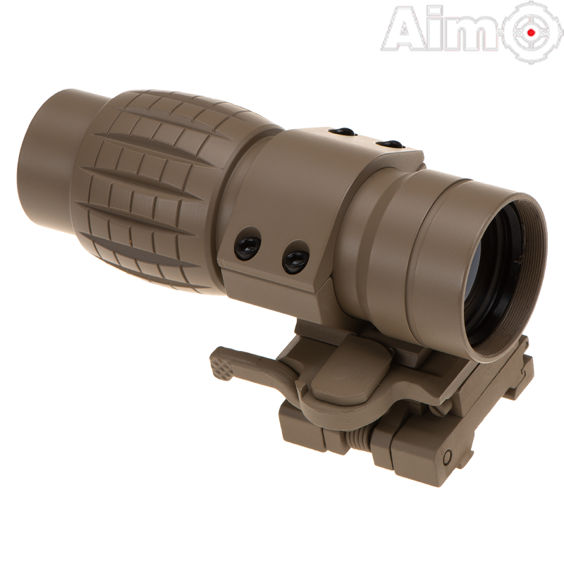 AIM-O - Magnifier FXD avec Zoom x4 FTS (Flip To Slide), Dark Earth