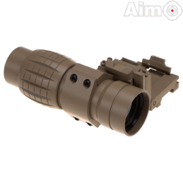 AIM-O - Magnifier FXD avec Zoom x4 FTS (Flip To Slide), Dark Earth