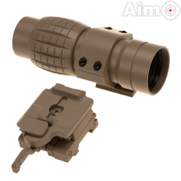 AIM-O - Magnifier FXD avec Zoom x4 FTS (Flip To Slide), Dark Earth