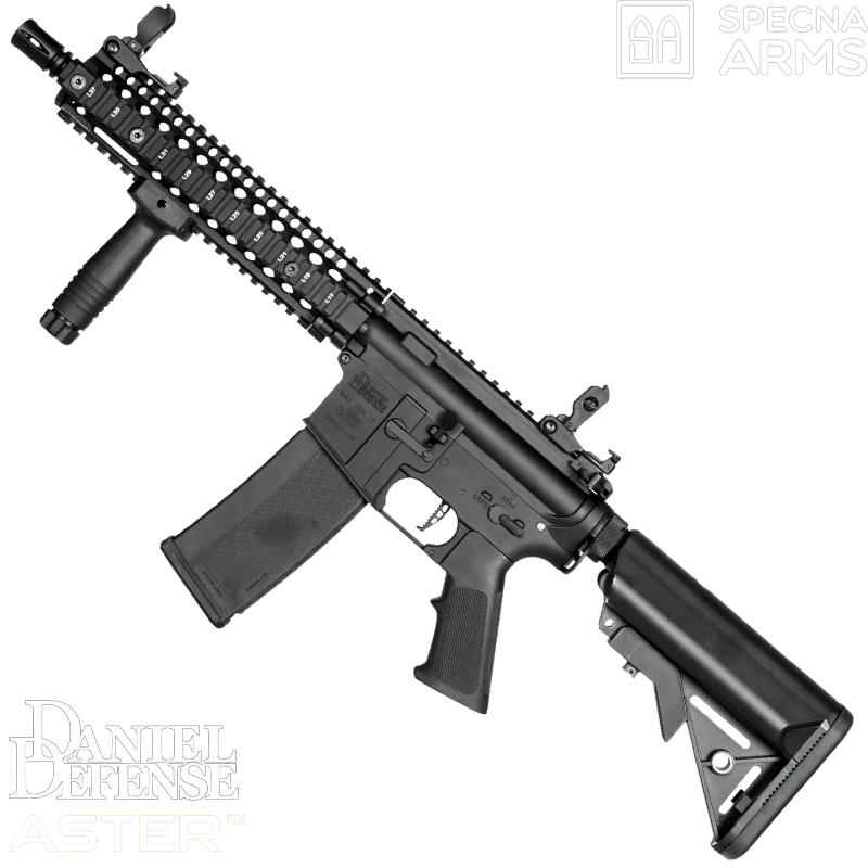 SPECNA ARMS - Réplique MK18 SA-E19 2.0 Noir EDGE™ ASTER™, DANIEL DEFENSE, Airsoft