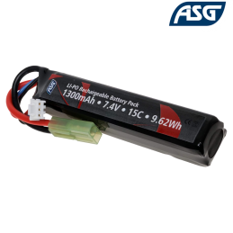 ASG - Batterie LiPo 7,4v 1300mAh 15C, Tamiya pour Airsoft, 19013