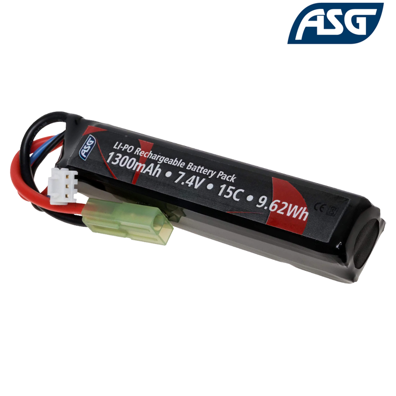 ASG - Batterie LiPo 7,4v 1300mAh 15C, Tamiya pour Airsoft, 19013