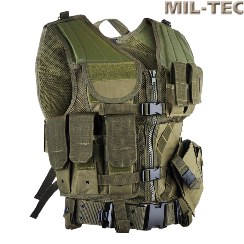 MIL-TEC - Gilet Tactique USMC avec Ceinture, Olive Drab pour Airsoft