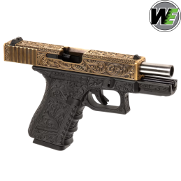 WE - Réplique G19 Etched, Floral Pattern, GBB, Green Gas, Ivory