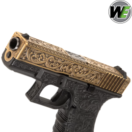 WE - Réplique G19 Etched, Floral Pattern, GBB, Green Gas, Ivory