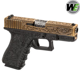 WE - Réplique G19 Etched, Floral Pattern, GBB, Green Gas, Ivory