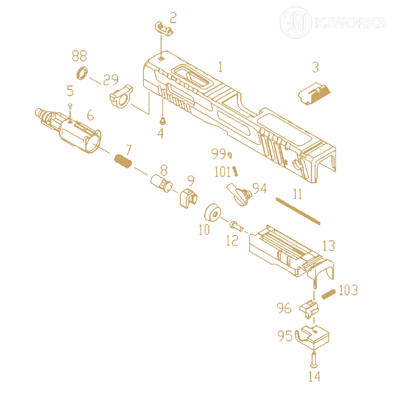 KJ Works - Selector lever (OEM) part n°96 pour KP-13F