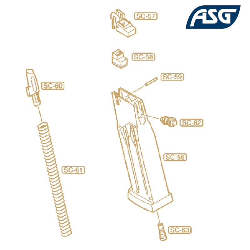 ASG - Gas route rubber SC-58 (OEM) pour chargeur MK23 STTI, ASG