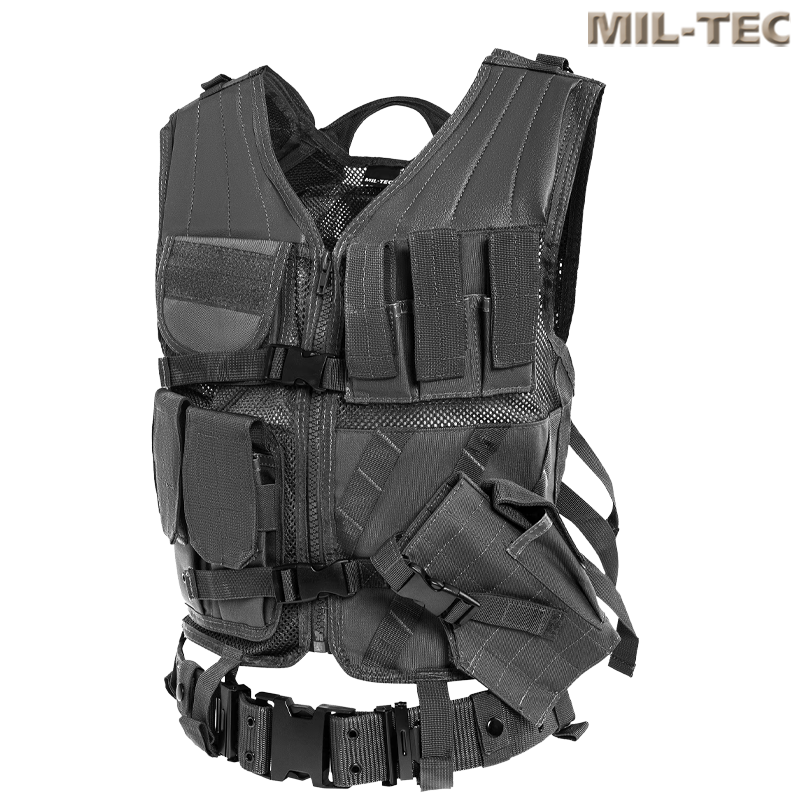 Mil-Tec - Gilet tactique USMC avec ceinture, noir
