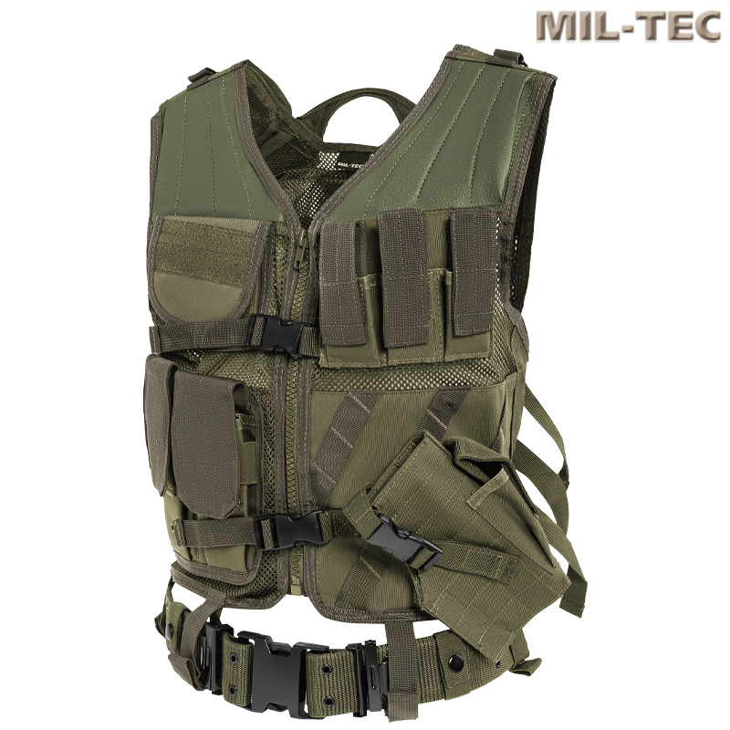 Mil-Tec - Gilet tactique USMC avec ceinture, Olive Drab pour Airsoft Mil-Tec - Gilet tactique USMC avec ceinture, Olive Drab pour Airsoft