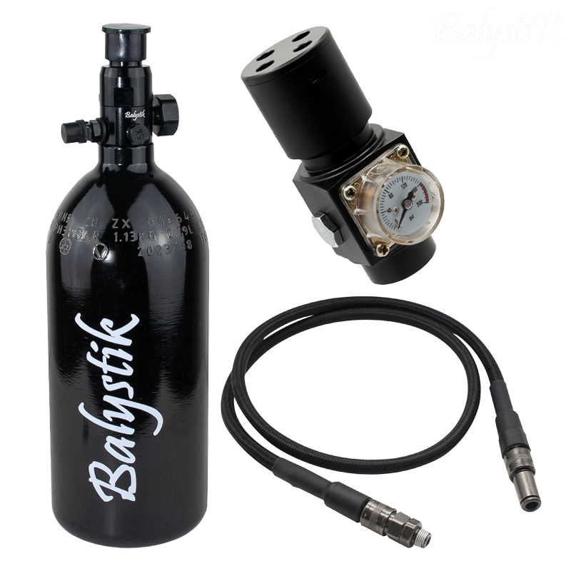 Balystik - Pack HPA bouteille 0.8L, flexible, régulateur HPR800C, US Balystik - Pack HPA bouteille 0.8L, flexible, régulateur HPR800C, US