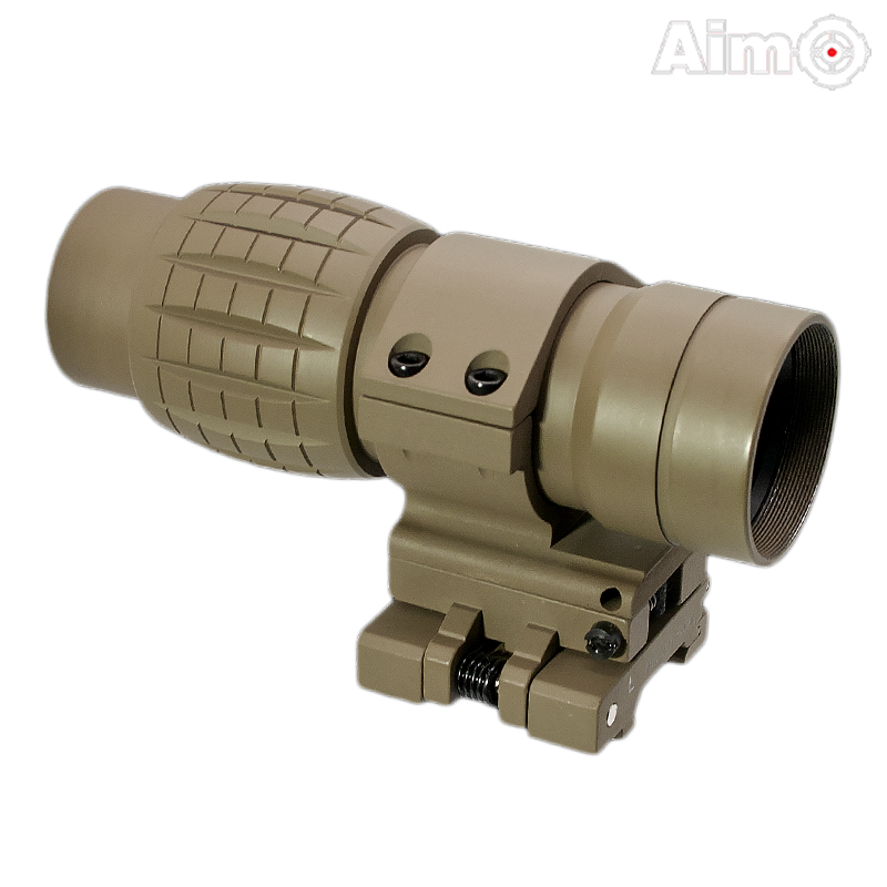 Aim-O - Magnifier FXD avec Zoom x4 FTS (Flip To Slide), Dark Earth
