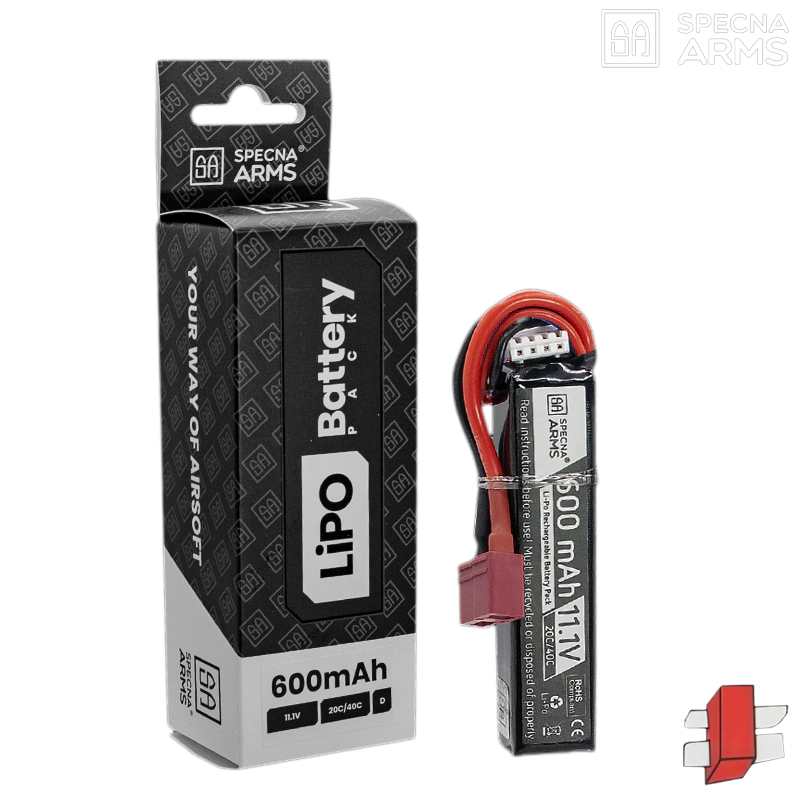 Specna Arms - LiPo 11,1v 600mAh 20/40C C, 1 stick, PDW, dean