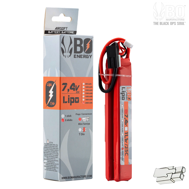 BO Energy - LiPo 7,4v 2000mAh 25 C, 2 sticks, tamiya - A63013