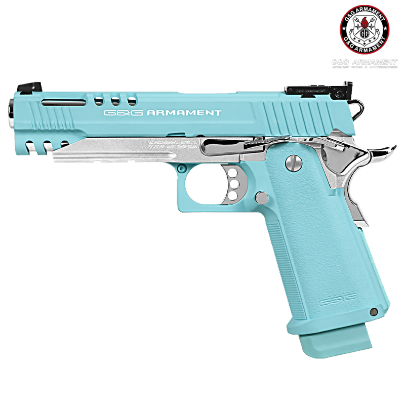 G&G Armament - Réplique Hi-capa M1911 CP, Macaron Blue, Blowback, Green Gas