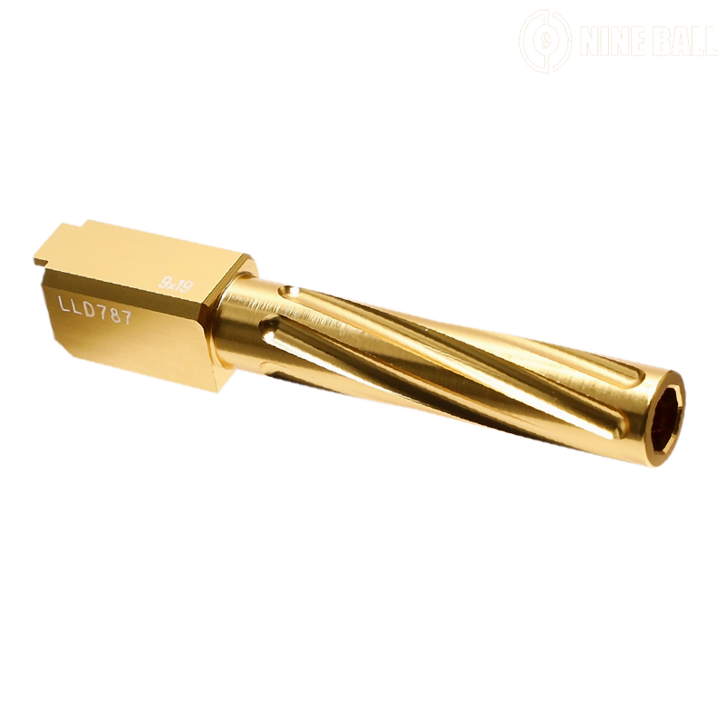 NINE BALL by LAYLAX - Outer Barrel "NON-RECOIL", FLUTED, Gold, G19 Gen.3/4 TM
