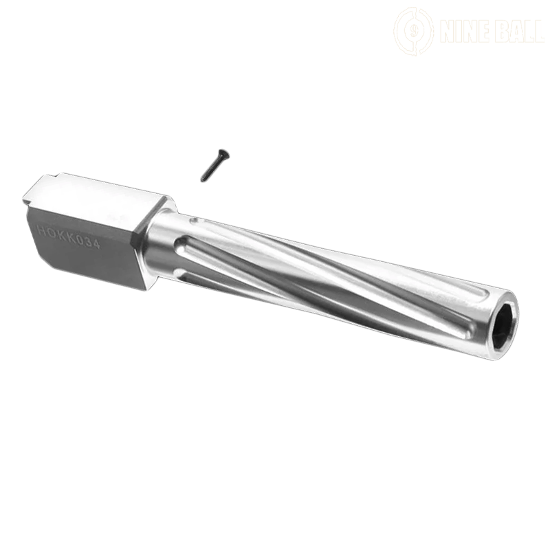 Nine Ball by Laylax - Outer barrel "non-recoil", Fluted pour GBB G17 Gen4 Tokoy Marui, chromé Nine Ball by Laylax - Outer barrel "non-recoil", Fluted pour GBB G17 Gen4 Tokoy Marui, chromé
