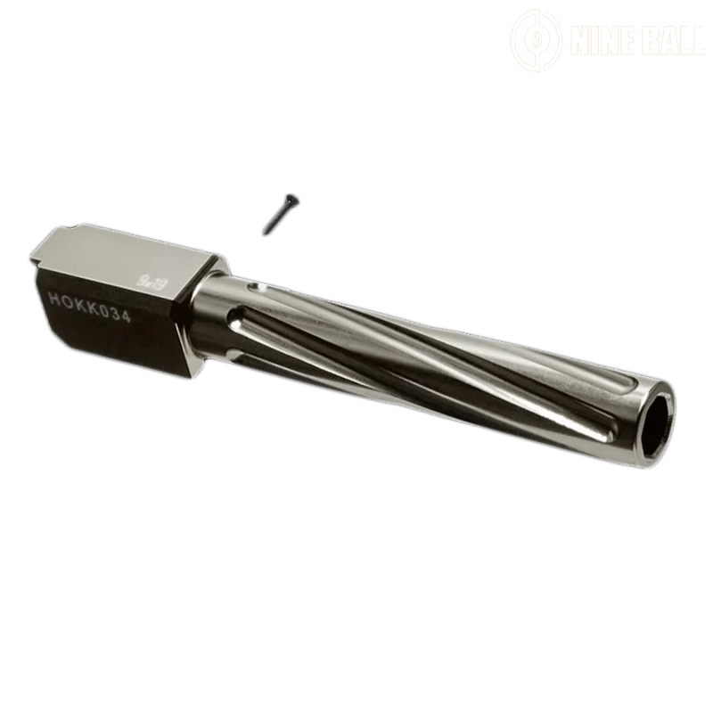 Nine Ball by Laylax - Outer barrel "non-recoil", Fluted pour GBB G17 Gen4 Tokyo Marui, Gun Métal Nine Ball by Laylax - Outer barrel "non-recoil", Fluted pour GBB G17 Gen4 Tokyo Marui, Gun Métal