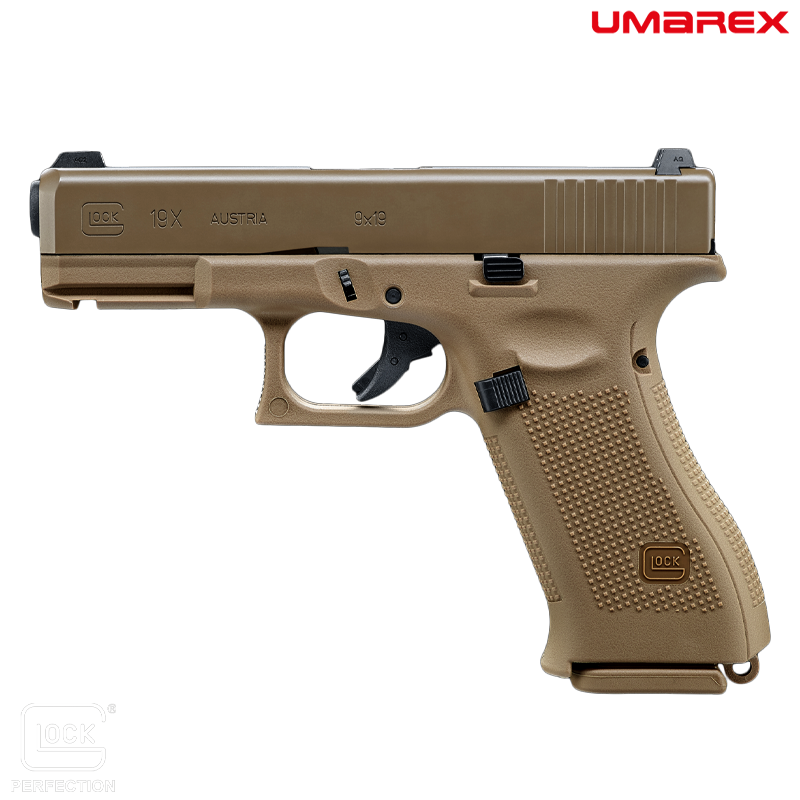Umarex - Réplique de poing GLOCK™ 19X, Coyote, Green Gas, Blowback