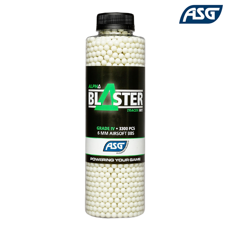 ASG - Bouteille de 3300 billes, traçantes vertes, 0,25gr, Alpha Blaster™ - 20187