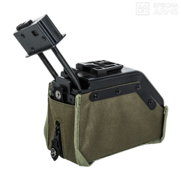 Specna Arms - Chargeur ammo box 1500 billes pour SA-249, M249, Olive Drab - SPE-05-046736