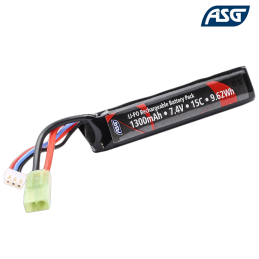 ASG - Batterie LiPo 7,4v 1300mAh 15C, Tamiya pour Airsoft - 19013