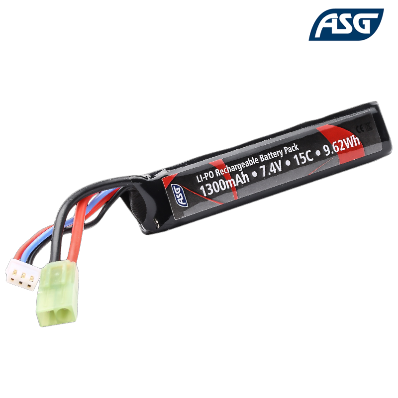 ASG - Batterie LiPo 7,4v 1300mAh 15C, Tamiya pour Airsoft - 19013