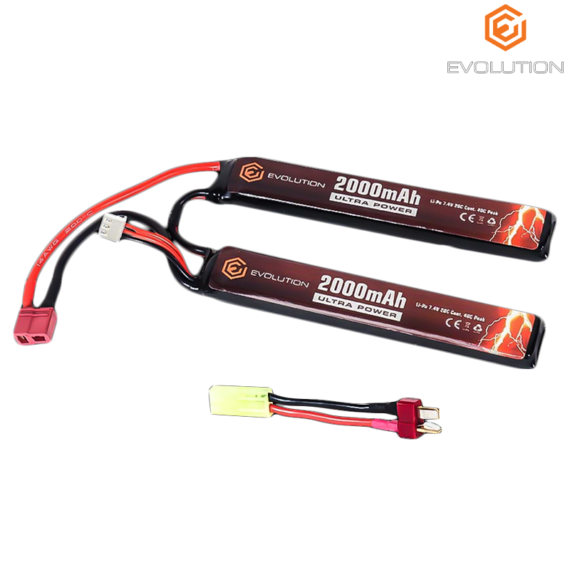 Evolution - Batterie Ultra Power Li-Po 7,4v 2000mAh 20-40C, dean pour Airsoft - EA0155B