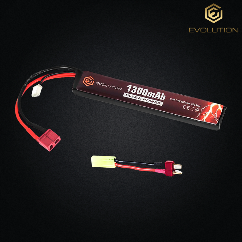 Evolution - Batterie Ultra Power Li-Po 7,4v 1300mAh 20-40C, dean pour Airsoft - EA0147B