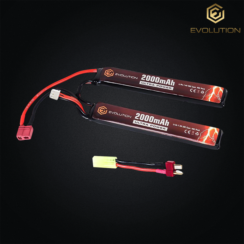 Evolution - Batterie Ultra Power Li-Po 7,4v 2000mAh 20-40C, dean pour Airsoft - EA0155B