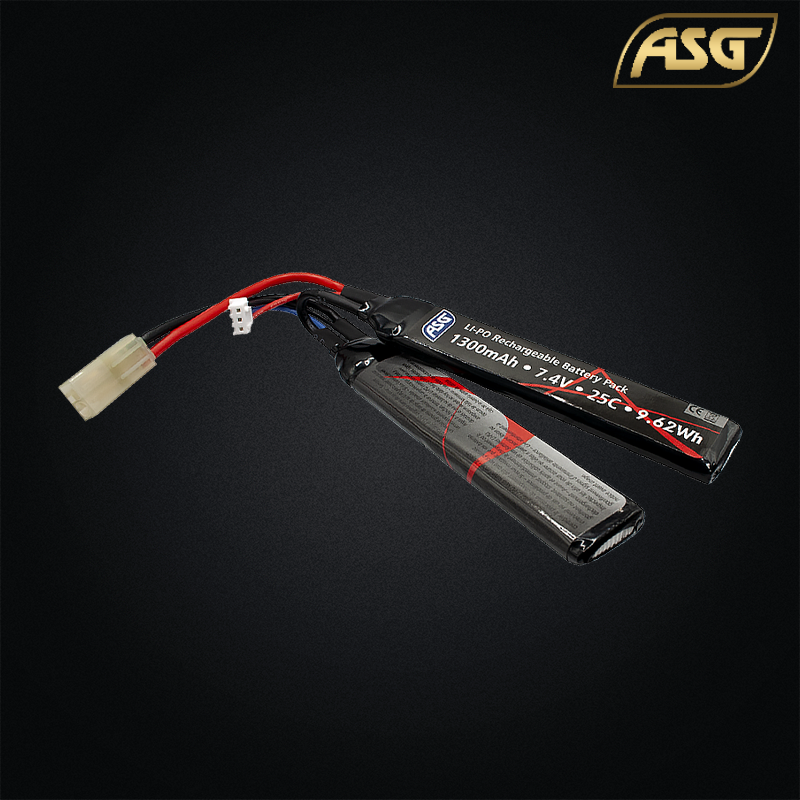ASG - Batterie Li-Po 7,4v 1300mAh 25C, 2 sticks, cranestock, tamiya - 17206
