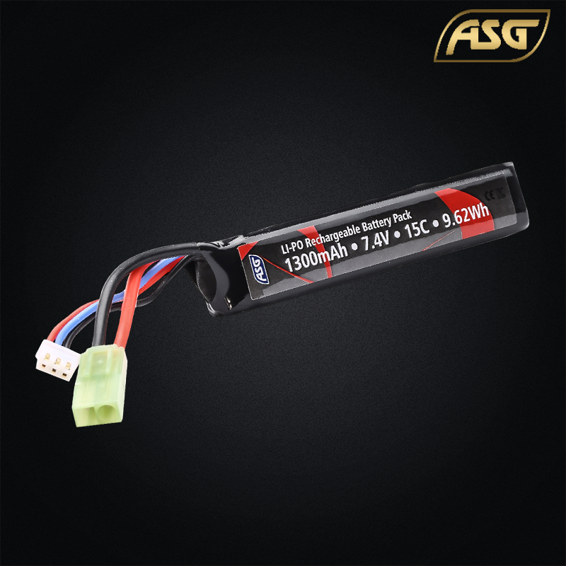 ASG - Batterie LiPo 7,4v 1300mAh 15C, Tamiya pour Airsoft - 19013
