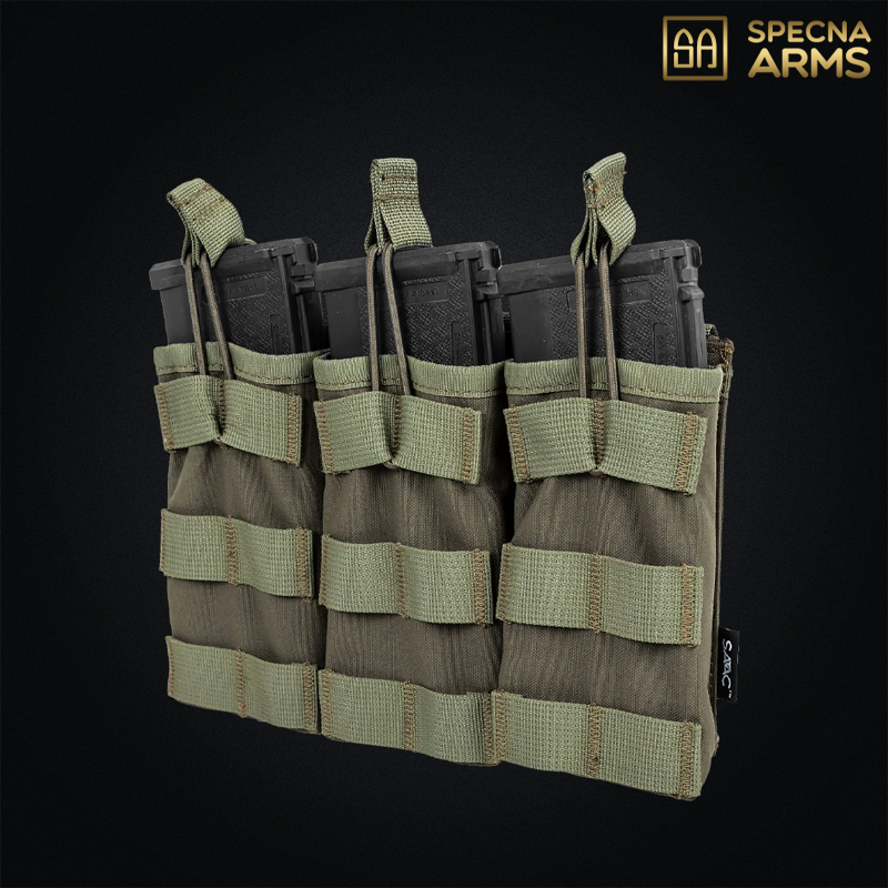 Specna Arms - Triple poche SATAC™ pour chargeur M4, AK, G36, MOLLE, Olive Drab - SPE-19-041835