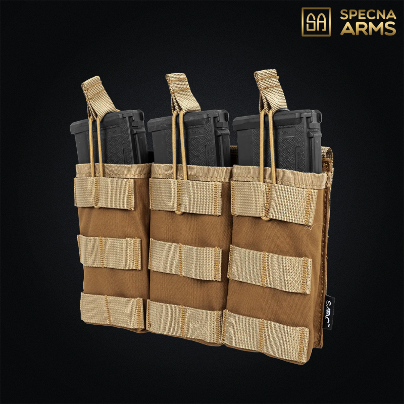 Specna Arms - Triple poche SATAC™ pour chargeur M4, AK, G36, MOLLE, Tan - SPE-19-041836