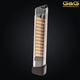 G&G Armament - Chargeur EXTENDED, douilles apparentes PIRANHA, 20 billes - G-08-189