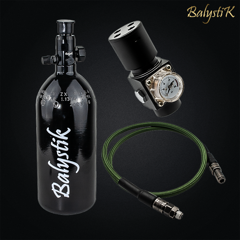 Balystik - Pack HPA bouteille 0.8L, flexible Olive Drab, régulateur HPR800C, US