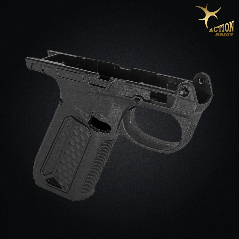 Châssis inférieur et poignée pistolet d'origine Action Army pour réplique airsoft GBB AAP-01.