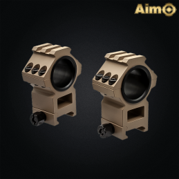 Aim-O - Anneaux de montage 25,4-30mm avec rails, dark earth - AO9030-DE