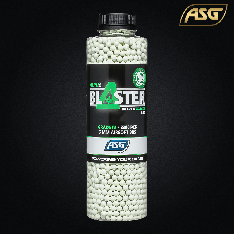 ASG - Bouteille de 3300 billes, traçantes vertes, 0,32gr, Alpha Blaster™ - 20185