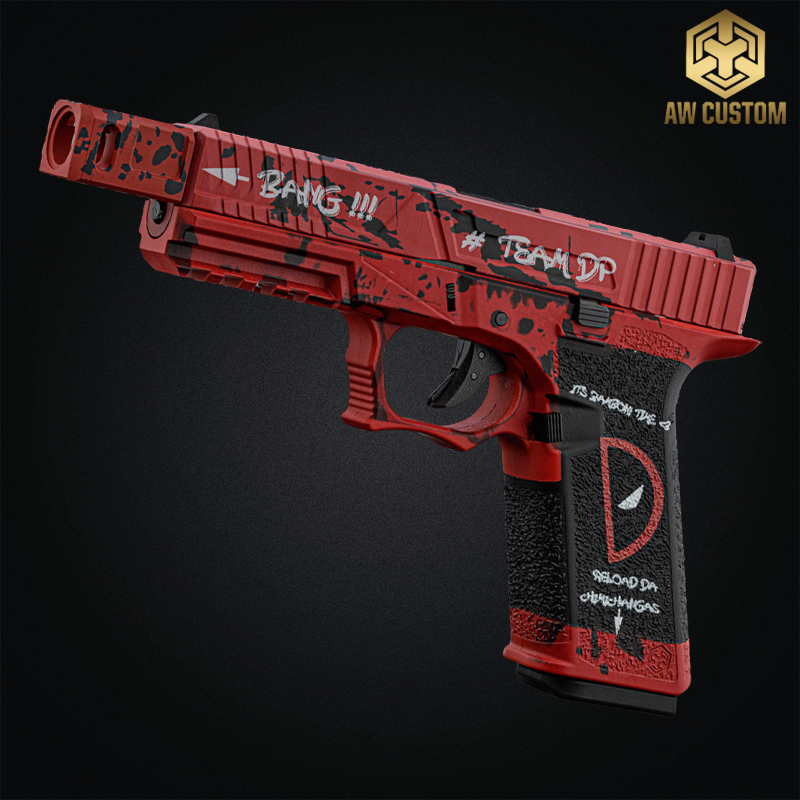 Réplique airsoft GBB VX7302 Deadpool rouge et noir Armorer Works AW Custom
