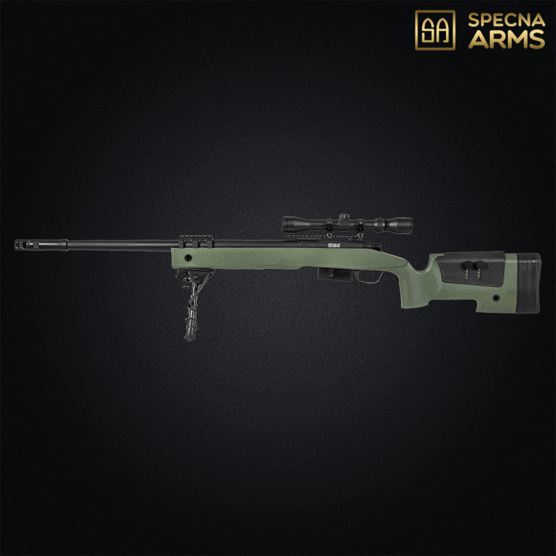 Réplique Sniper SA-S03 CORE™ avec lunette et bipied – Specna Arms (Olive Drab)