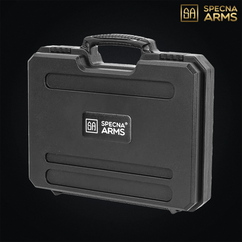 Mallette rigide noire Specna Arms pour réplique de poing airsoft 30cm.